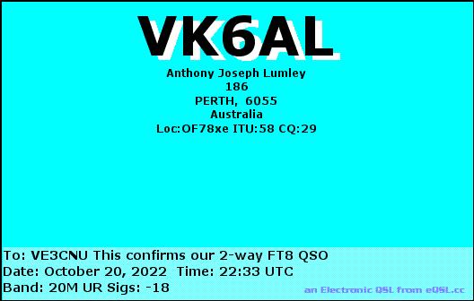 VK6AL QSL card